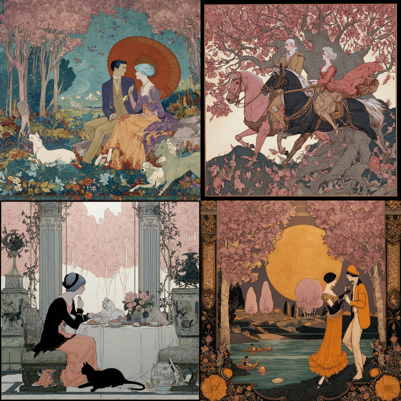 George Barbier style, Midjourney V7, render 1 of 4