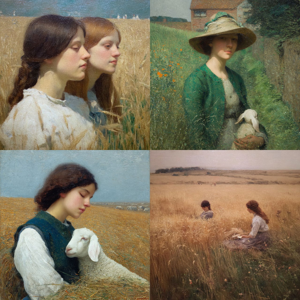 George Clausen style, Midjourney V7, render 1 of 4