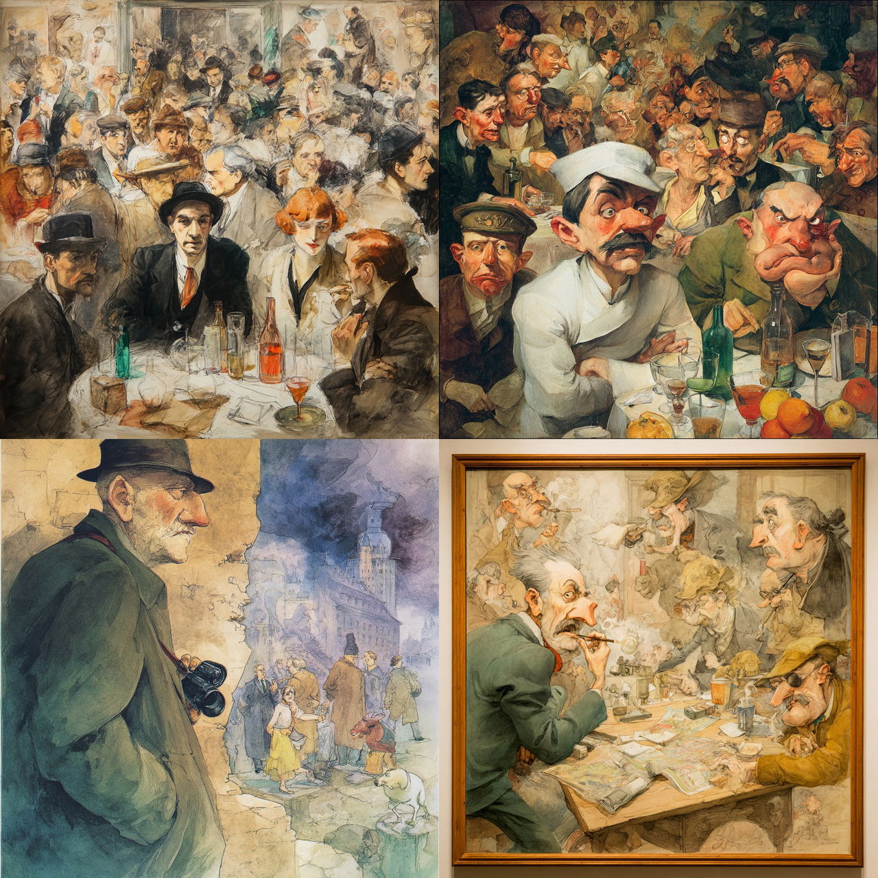 George Grosz style, Midjourney V7, render 1 of 4