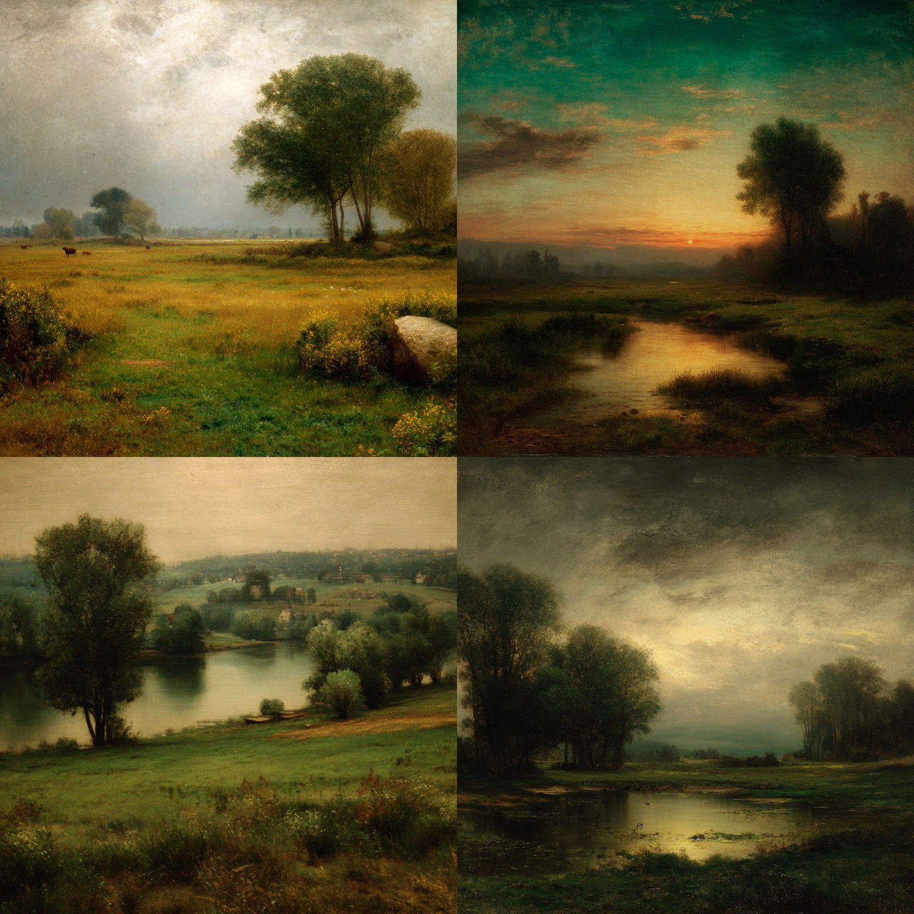 George Inness style, Midjourney V7, render 1 of 4