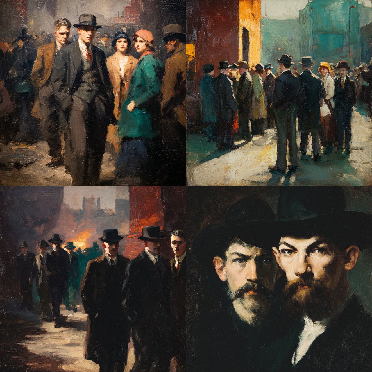 George Luks style, Midjourney V7, render 1 of 4