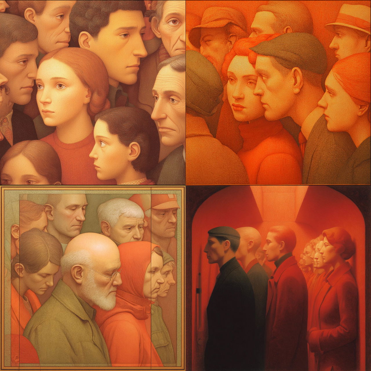 George Tooker style, Midjourney V7, render 1 of 4