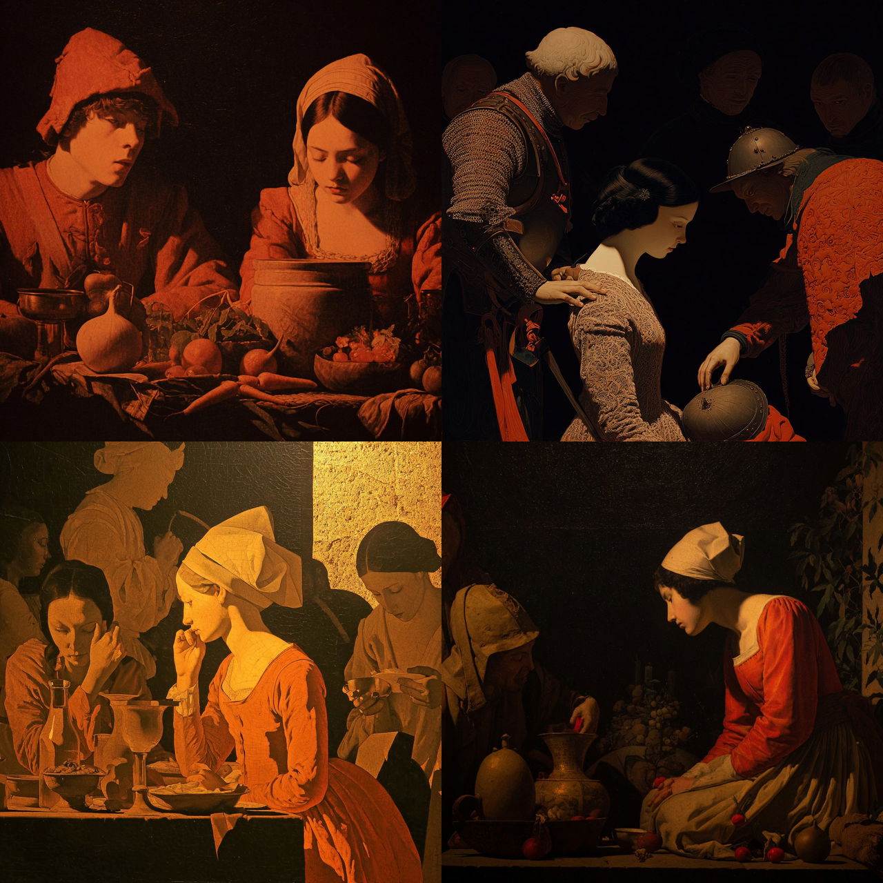 Georges de La Tour style, Midjourney V7, render 1 of 4
