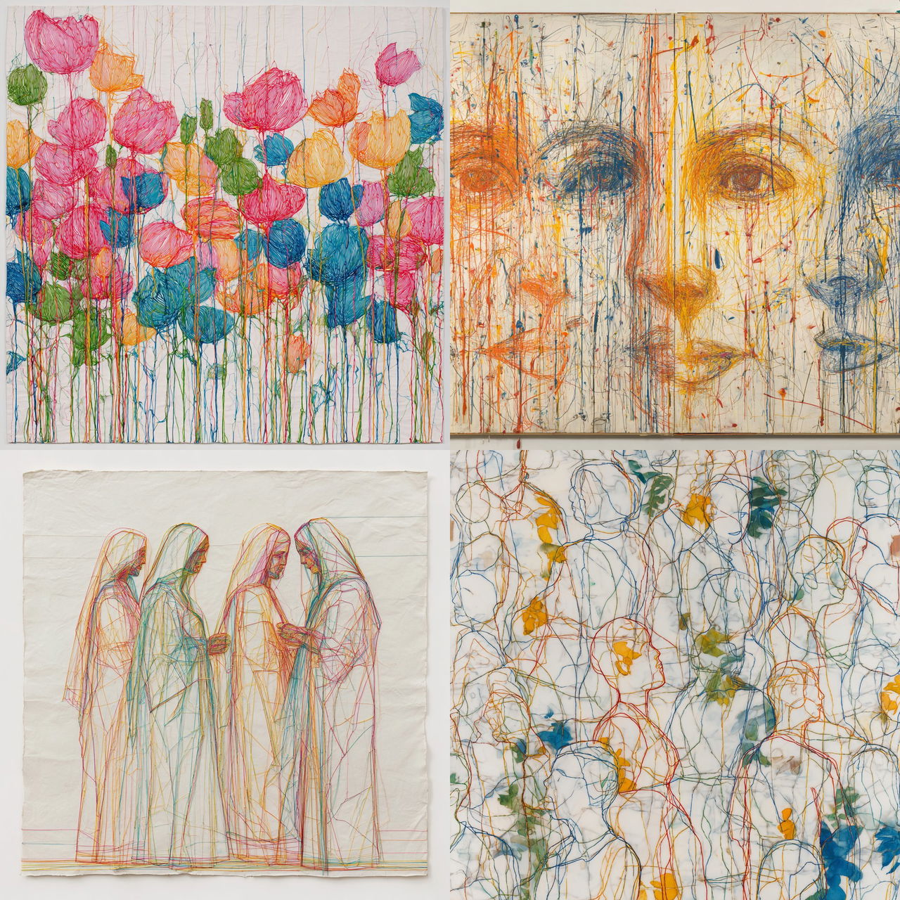 Ghada Amer style, Midjourney V7, render 1 of 4