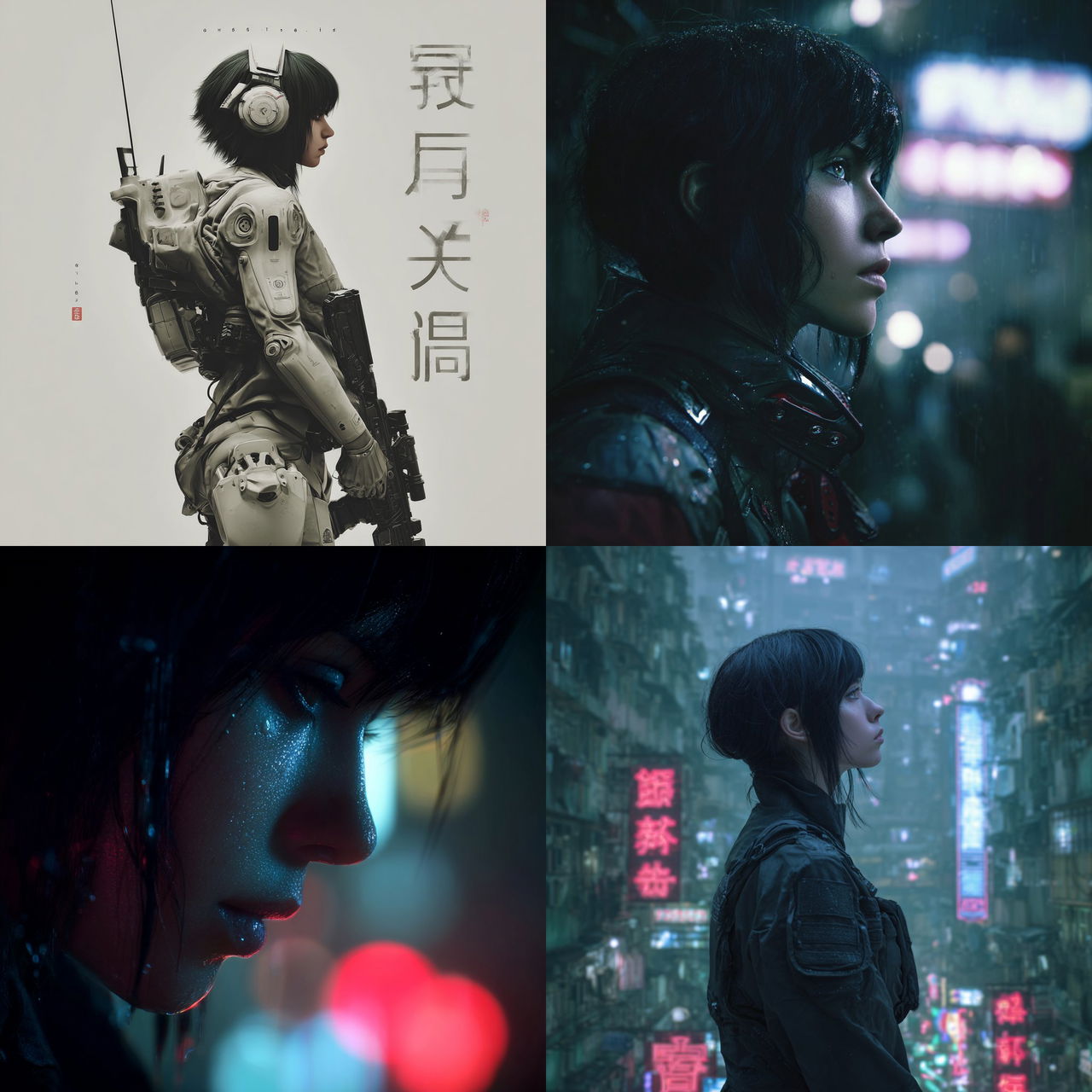 Ghost In The Shell style, Midjourney V7, render 1 of 4