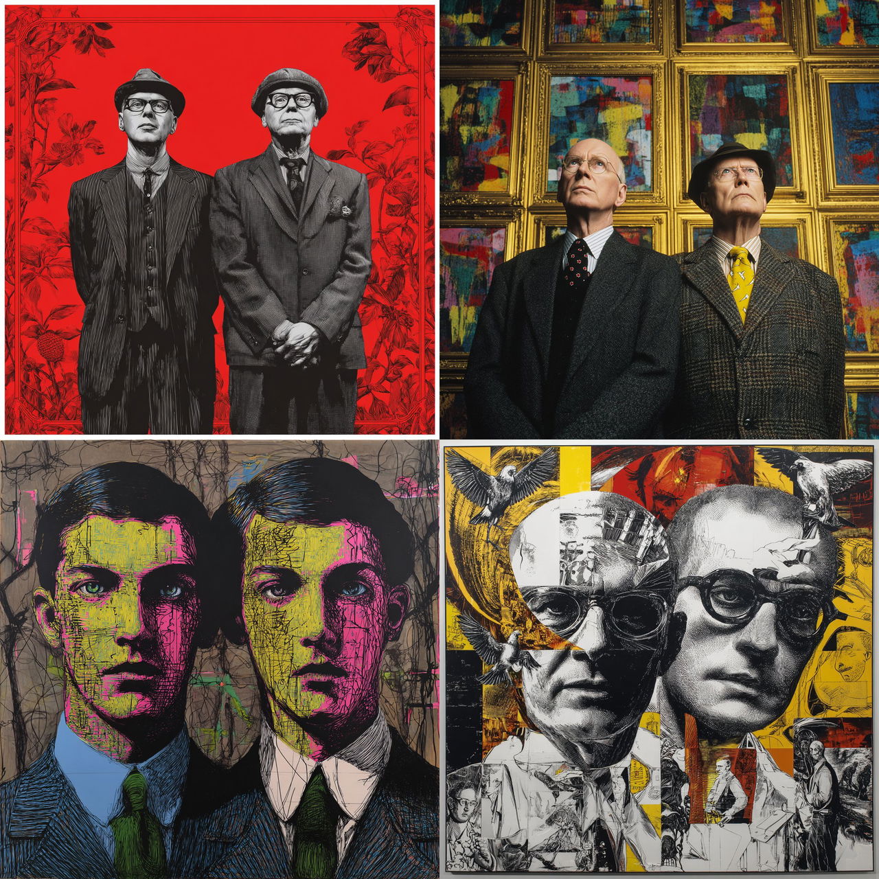Gilbert and George style, Midjourney V7, render 1 of 4