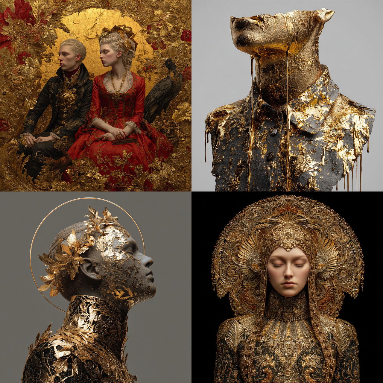 Gilded style, Midjourney V7, render 1 of 4