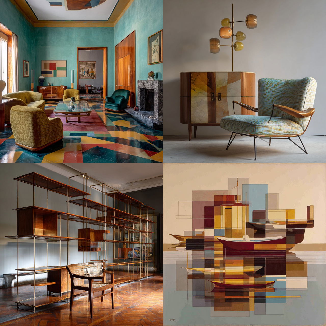 Gio Ponti style, Midjourney V7, render 1 of 4