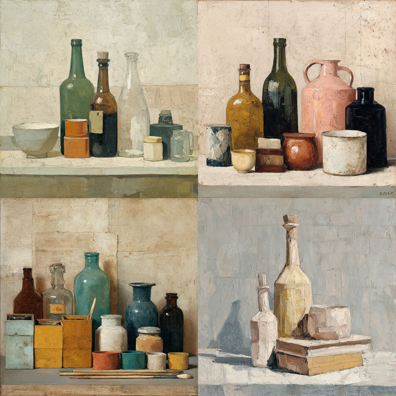 Giorgio Morandi style, Midjourney V7, render 1 of 4