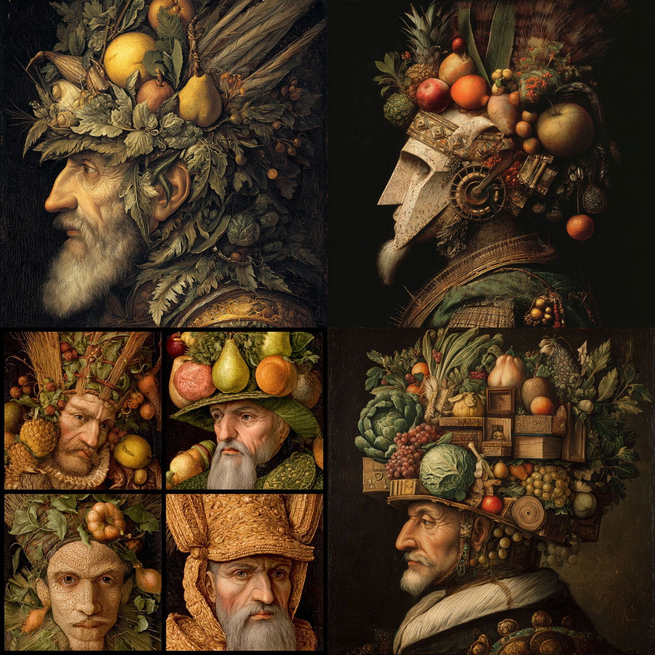 Giuseppe Arcimboldo style, Midjourney V7, render 1 of 4