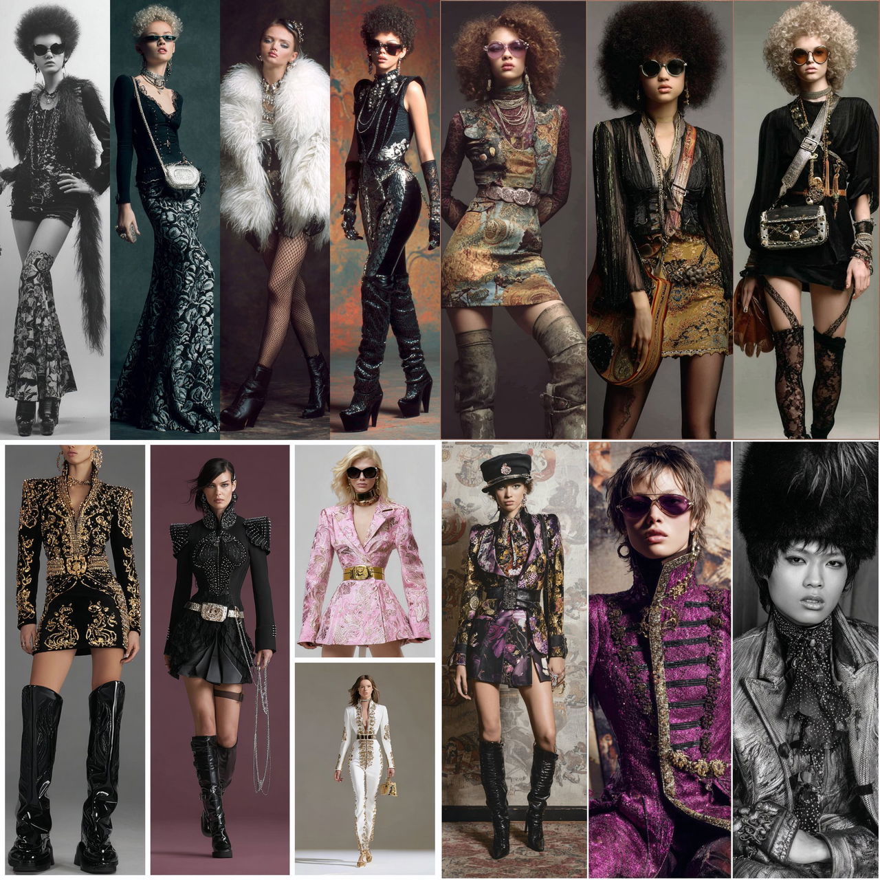Glam Rock fashion style, Midjourney V7, render 1 of 4