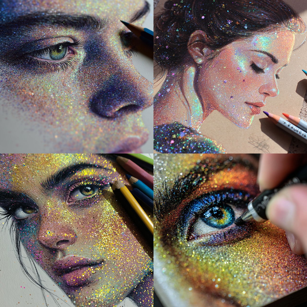 Glitter drawing style, Midjourney V7, render 1 of 4
