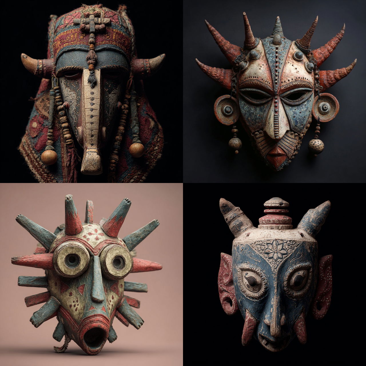 Gnaga mask style, Midjourney V7, render 1 of 4