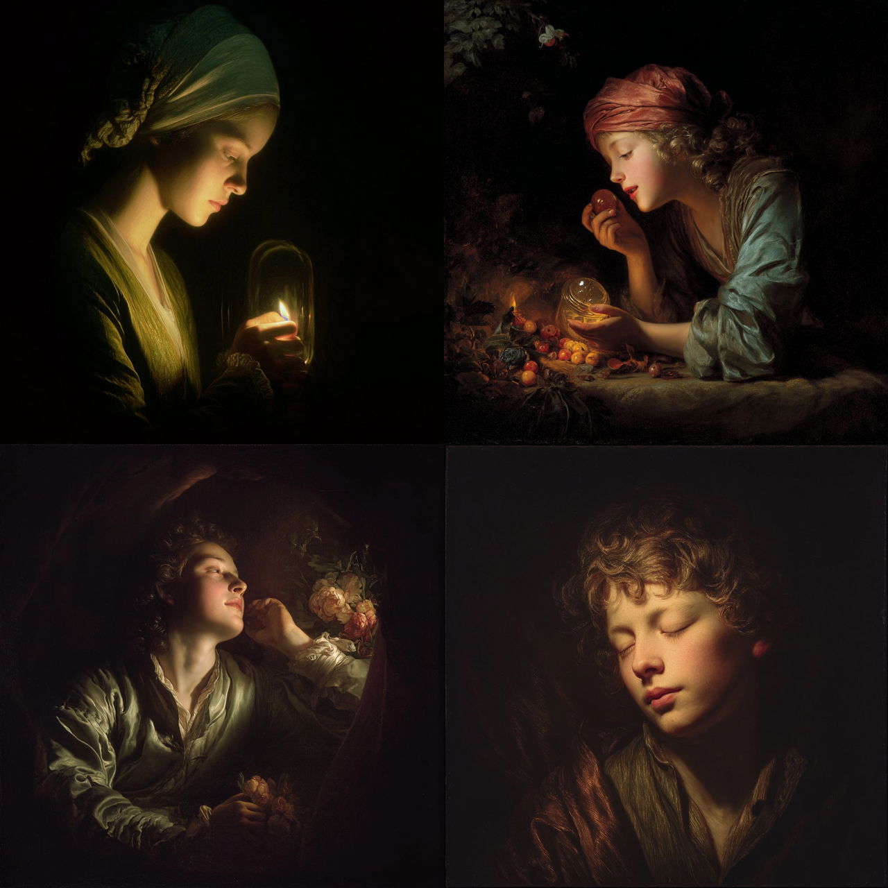 Godfried Schalcken style, Midjourney V7, render 1 of 4