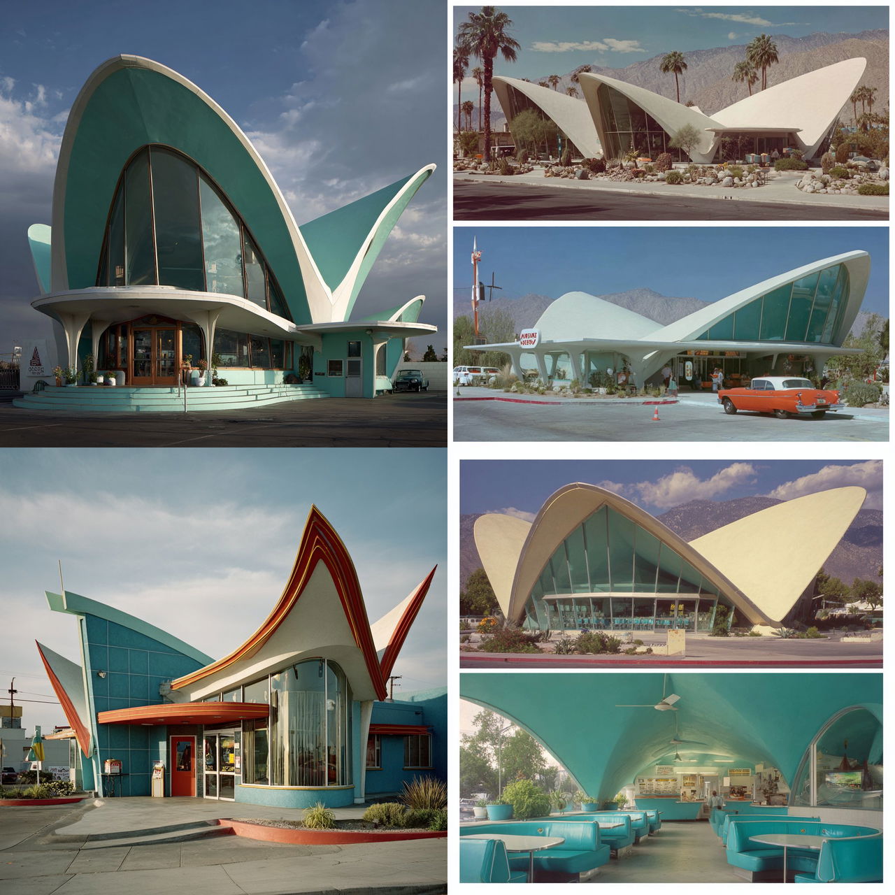 Googie architecture style, Midjourney V7, render 1 of 4