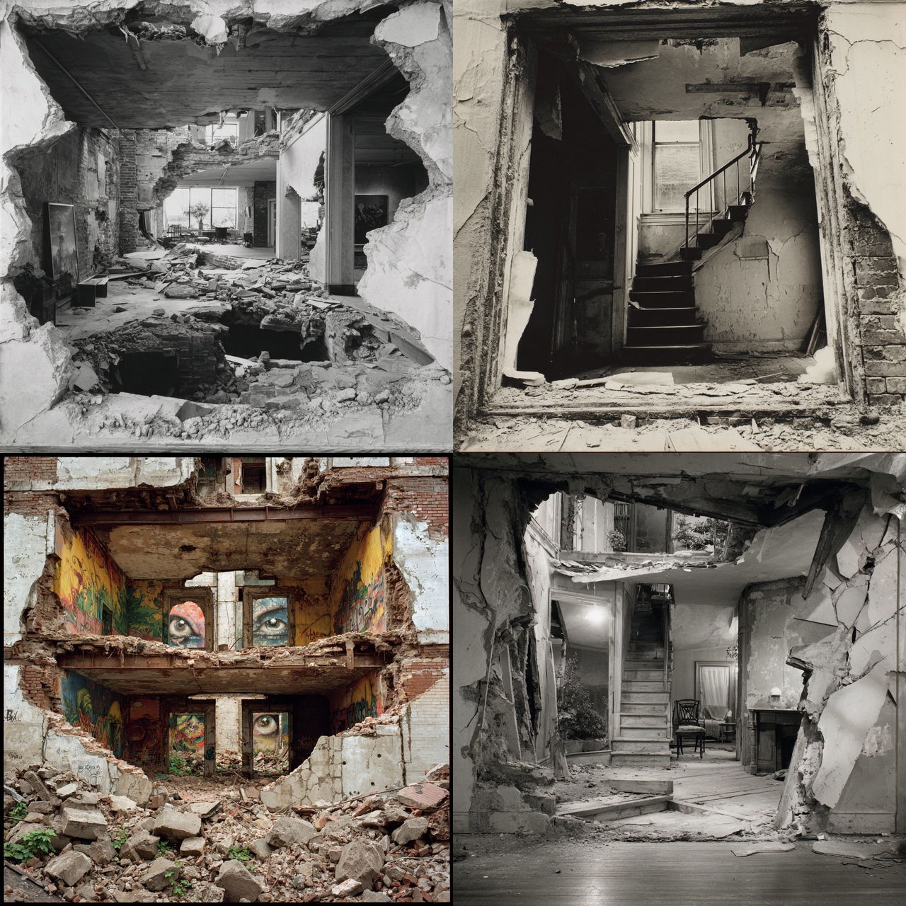 Gordon Matta-Clark style, Midjourney V7, render 1 of 4