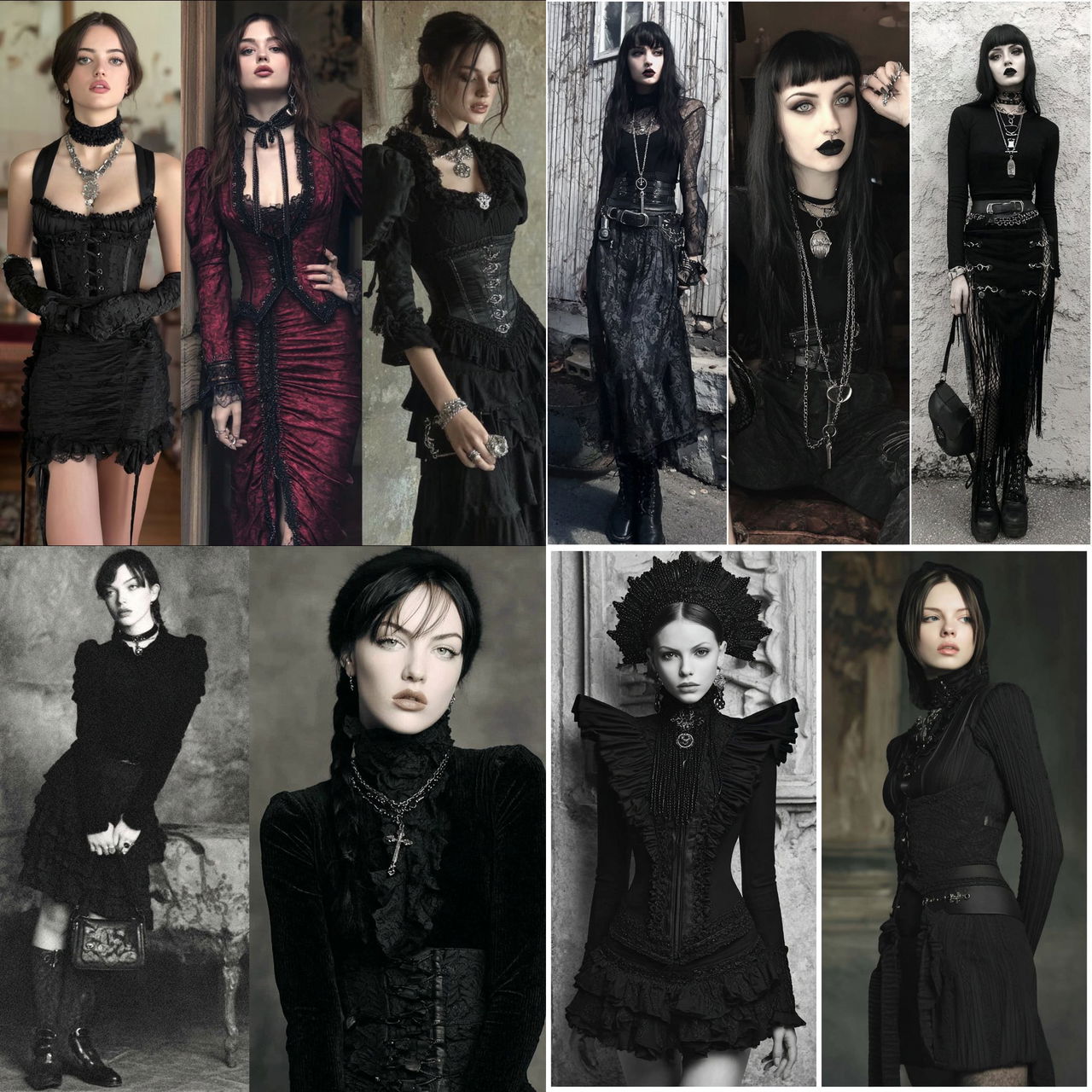 Goth fashion style, Midjourney V7, render 1 of 4