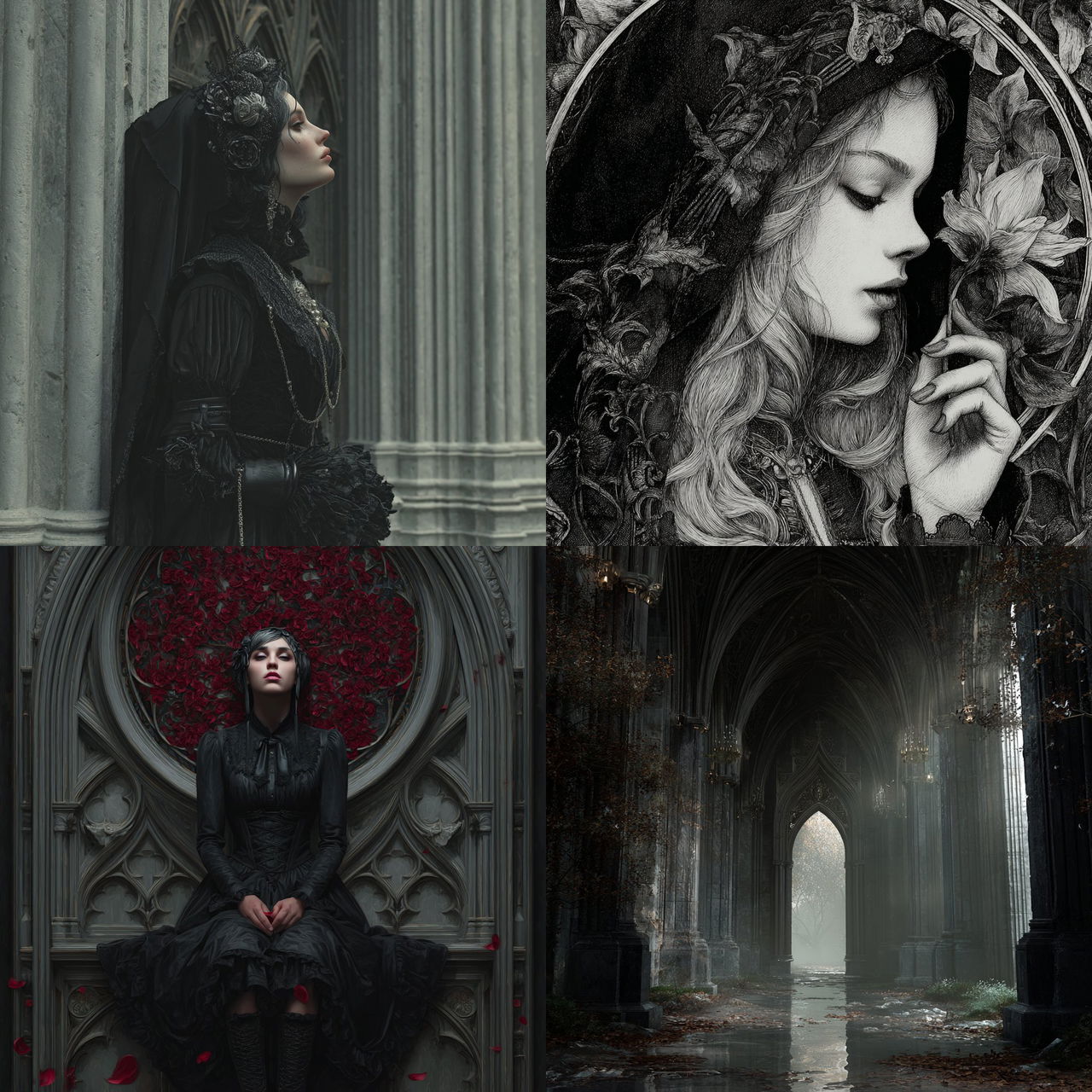 Gothic art style, Midjourney V7, render 1 of 4