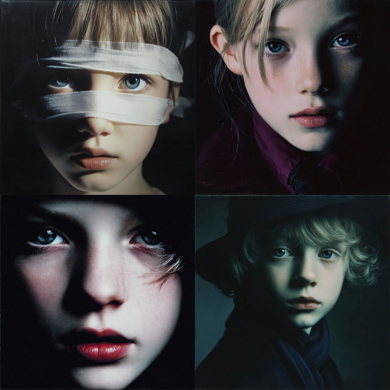Gottfried Helnwein style, Midjourney V7, render 1 of 4