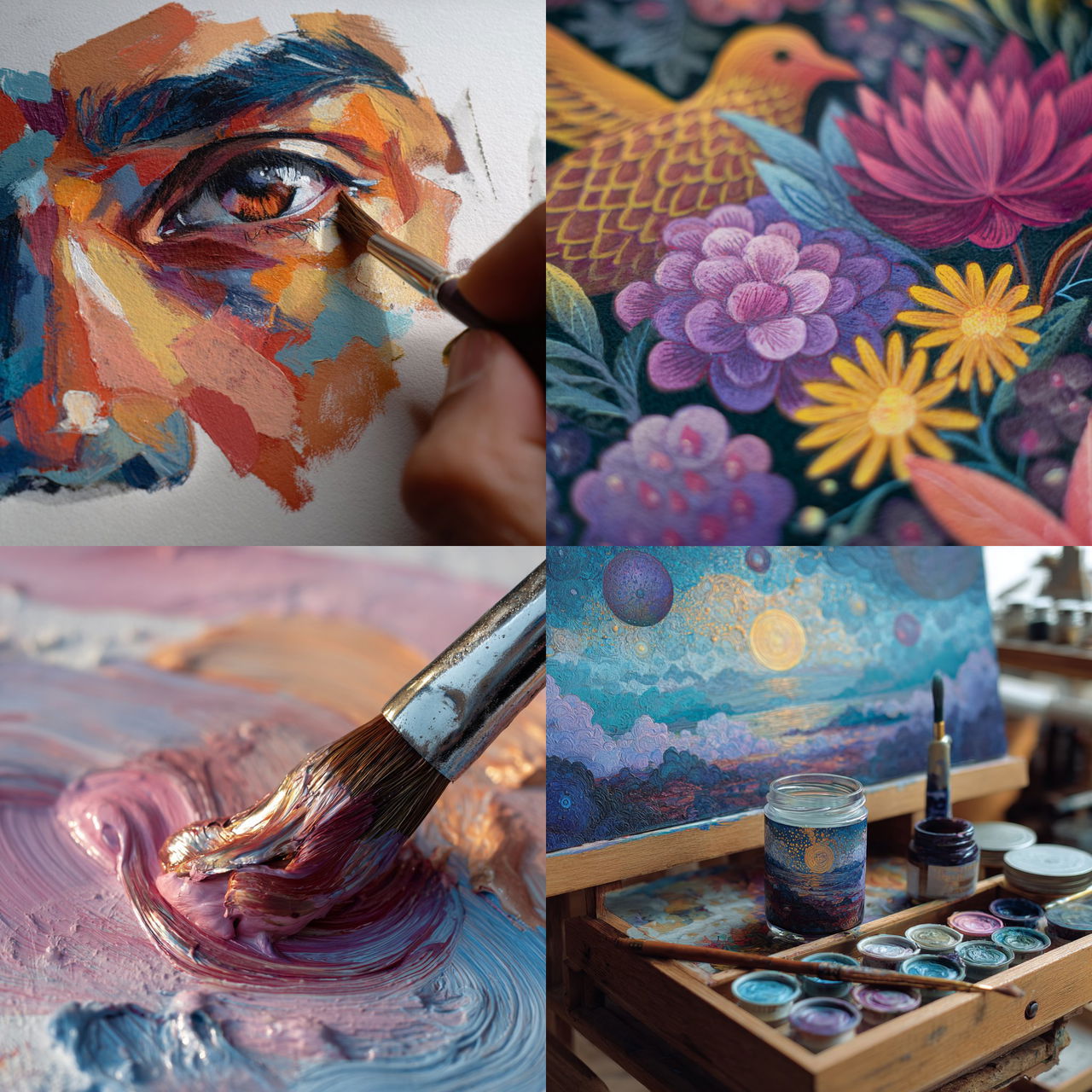 Gouache paint style, Midjourney V7, render 1 of 4