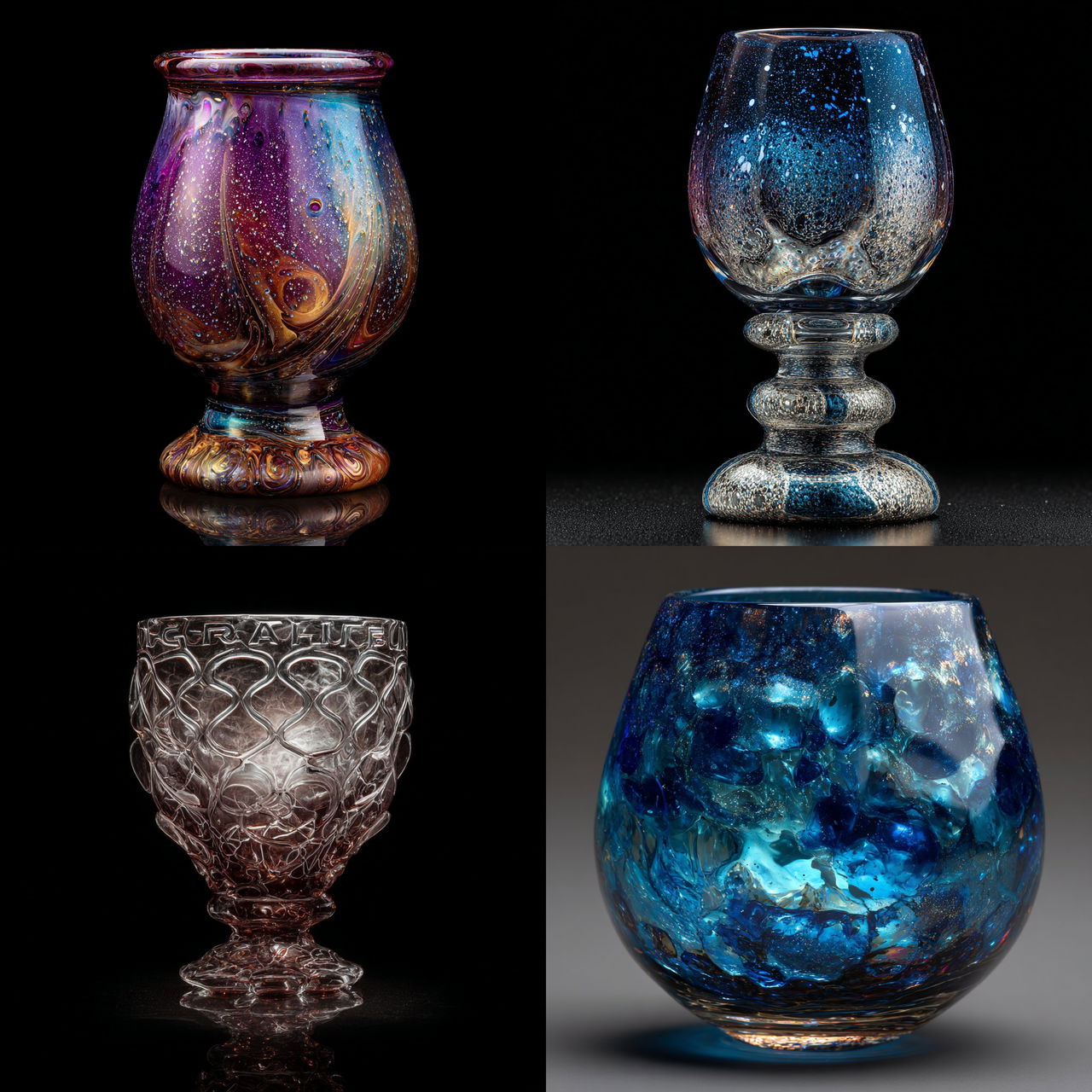 Graal glass style, Midjourney V7, render 1 of 4