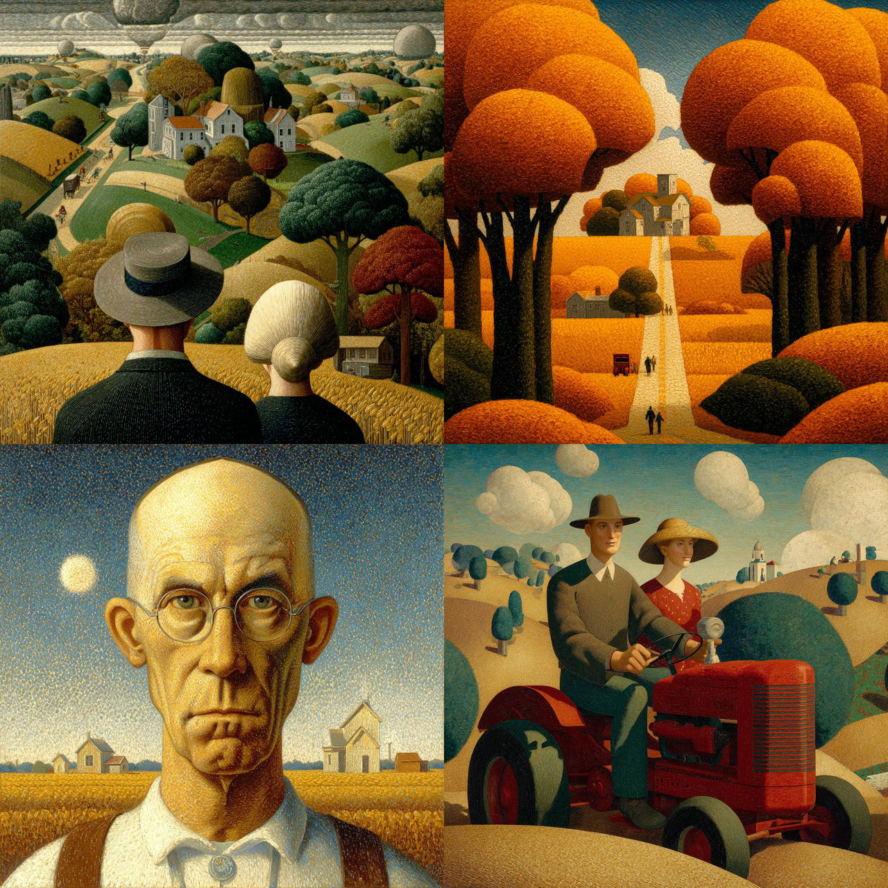 Grant Wood style, Midjourney V7, render 1 of 4