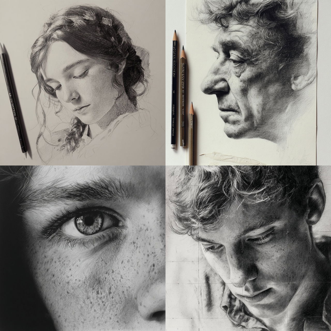Graphite drawing style, Midjourney V7, render 1 of 4
