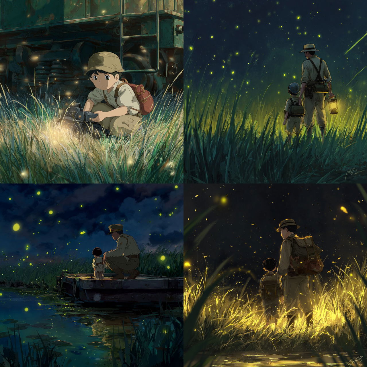 Grave of the Fireflies style, Midjourney V7, render 1 of 4