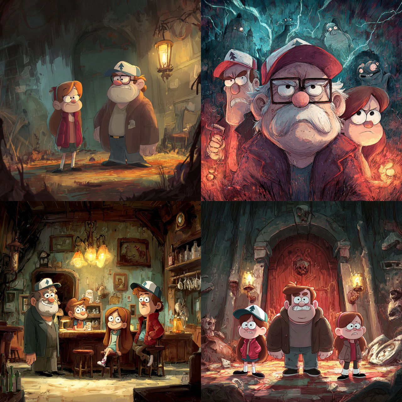 Gravity Falls style, Midjourney V7, render 1 of 4
