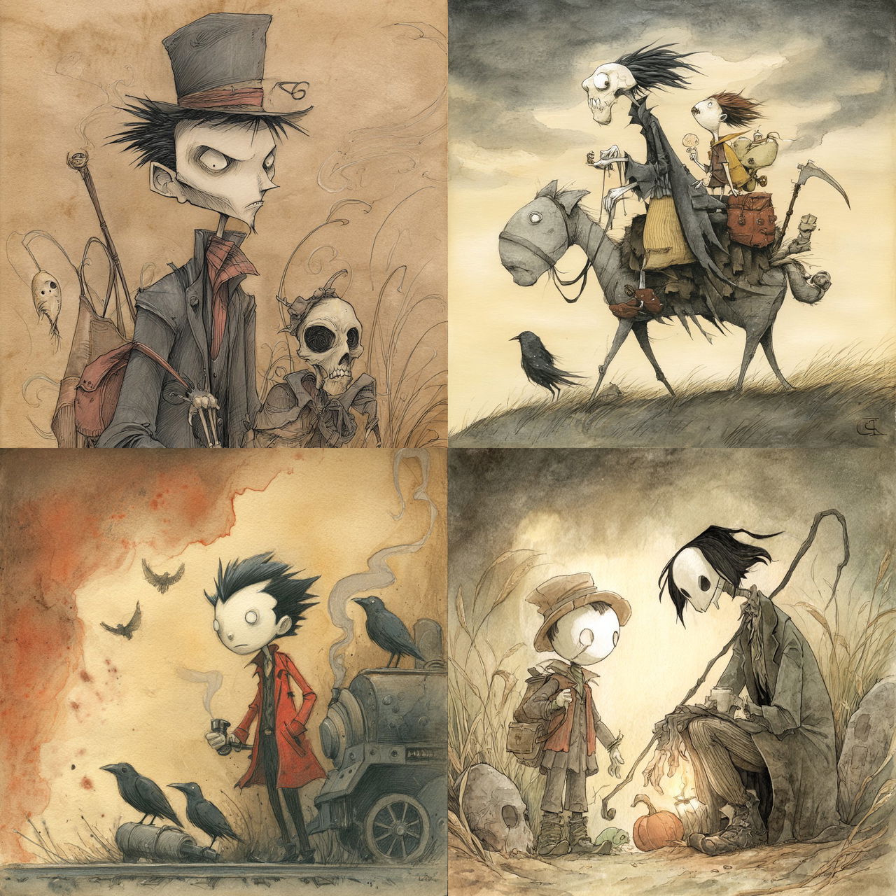 Gris Grimly style, Midjourney V7, render 1 of 4