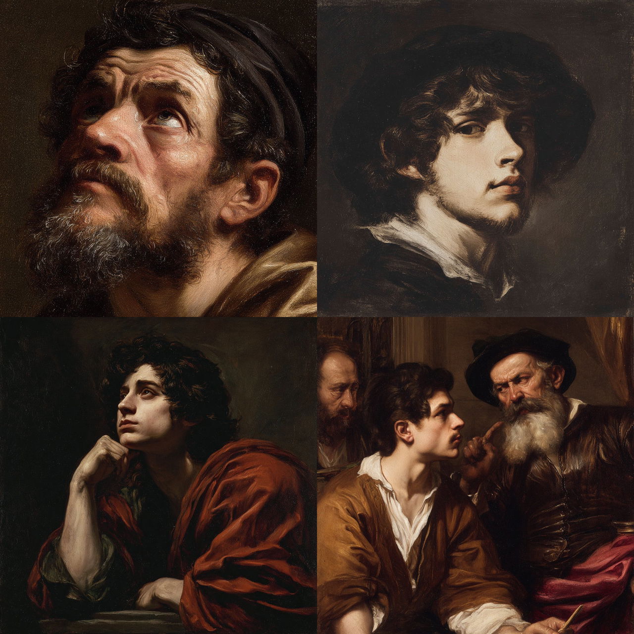 Guercino style, Midjourney V7, render 1 of 4