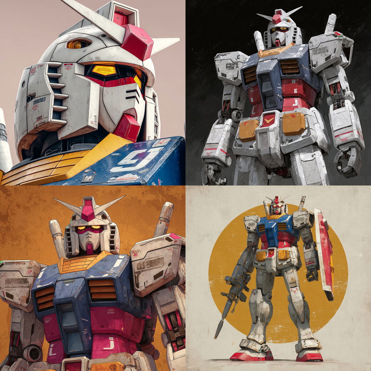 Gundam style, Midjourney V7, render 1 of 4