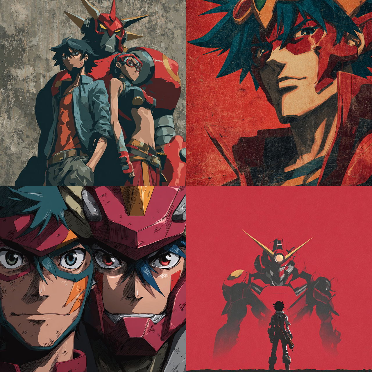 Gurren Lagann style, Midjourney V7, render 1 of 4