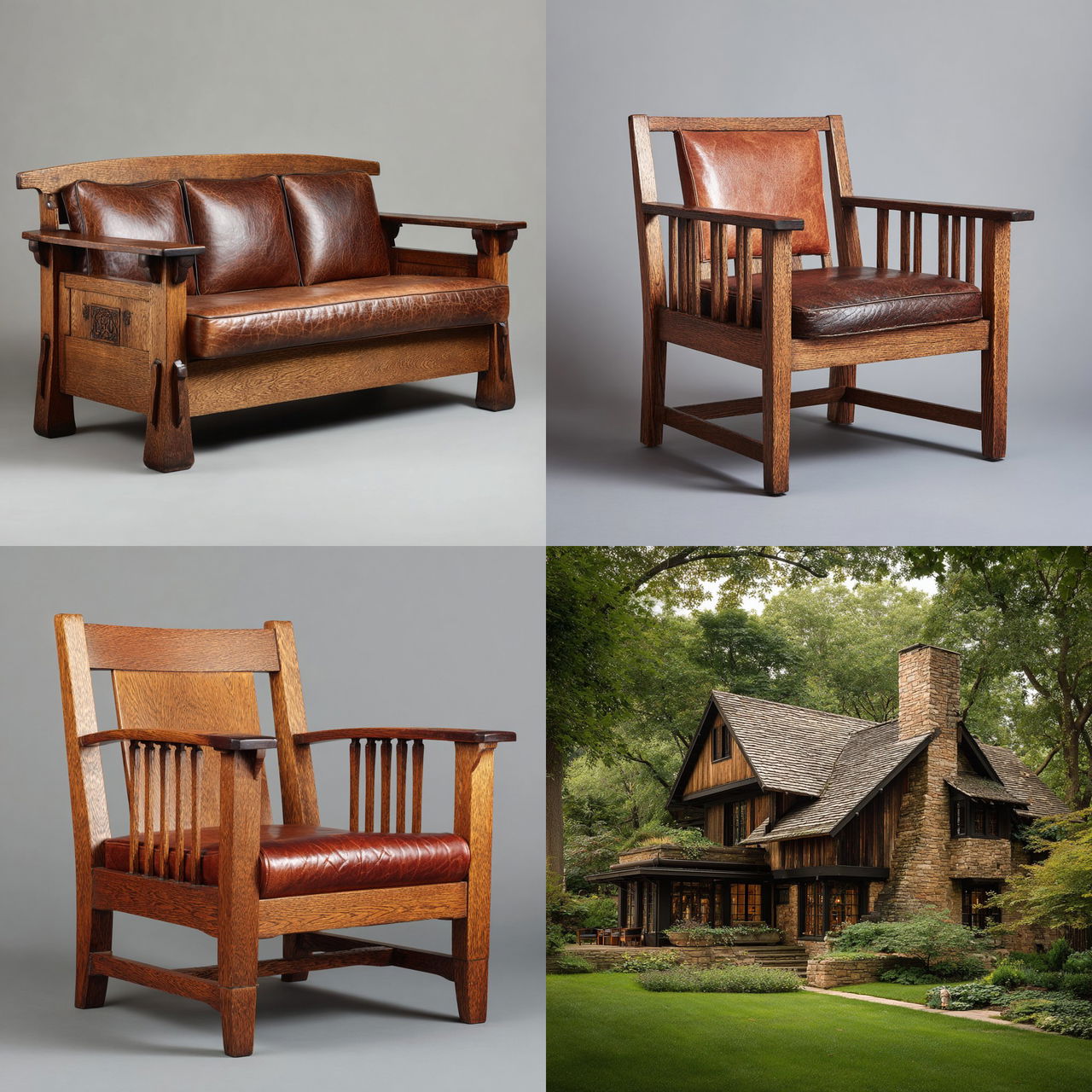 Gustav Stickley style, Midjourney V7, render 1 of 4