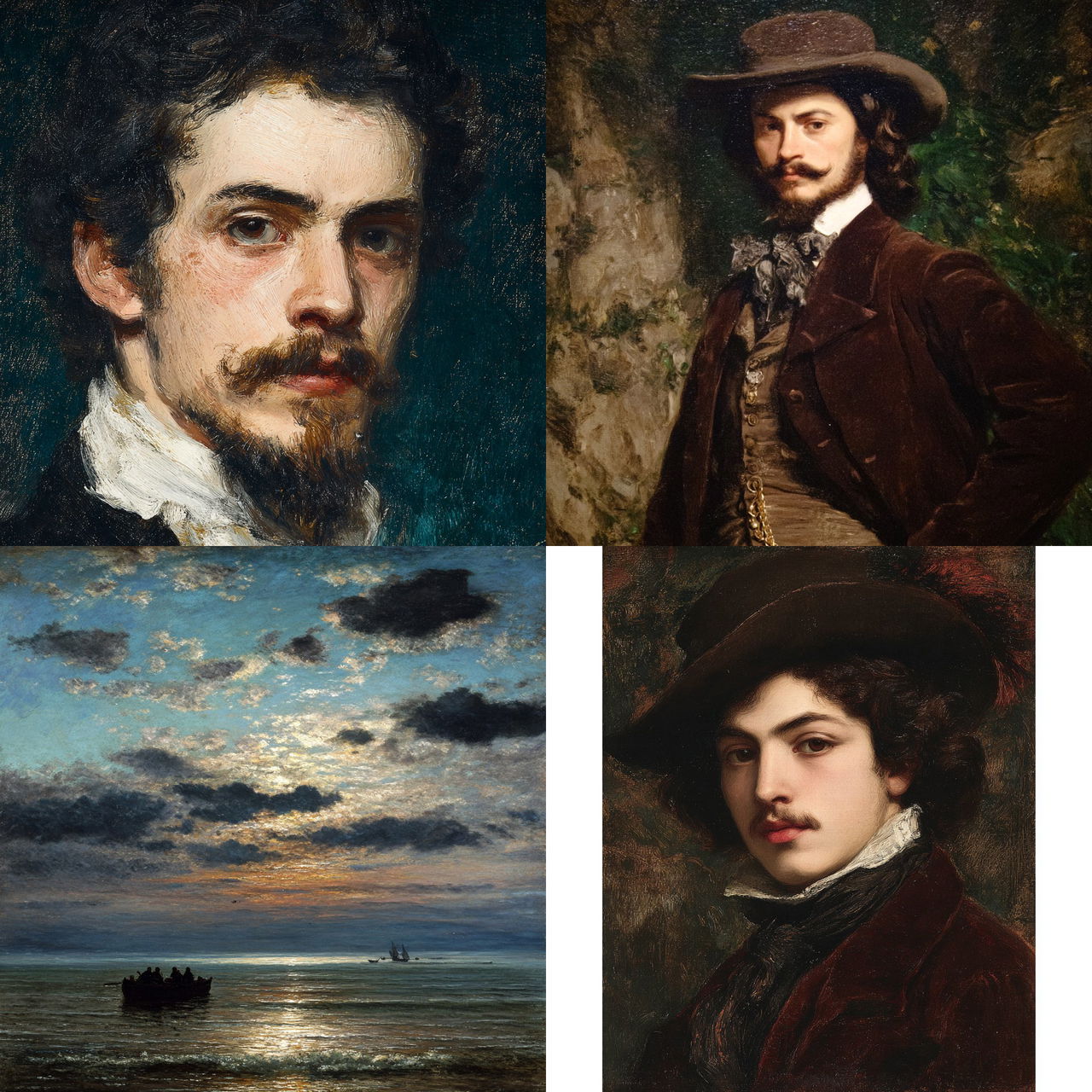 Gustave Courbet style, Midjourney V7, render 1 of 4