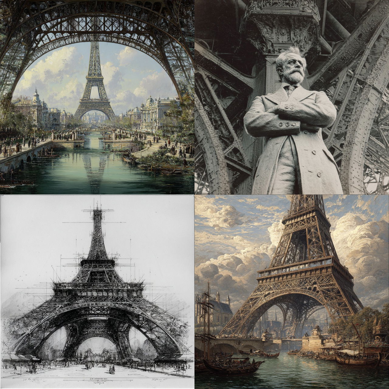 Gustave Eiffel style, Midjourney V7, render 1 of 4