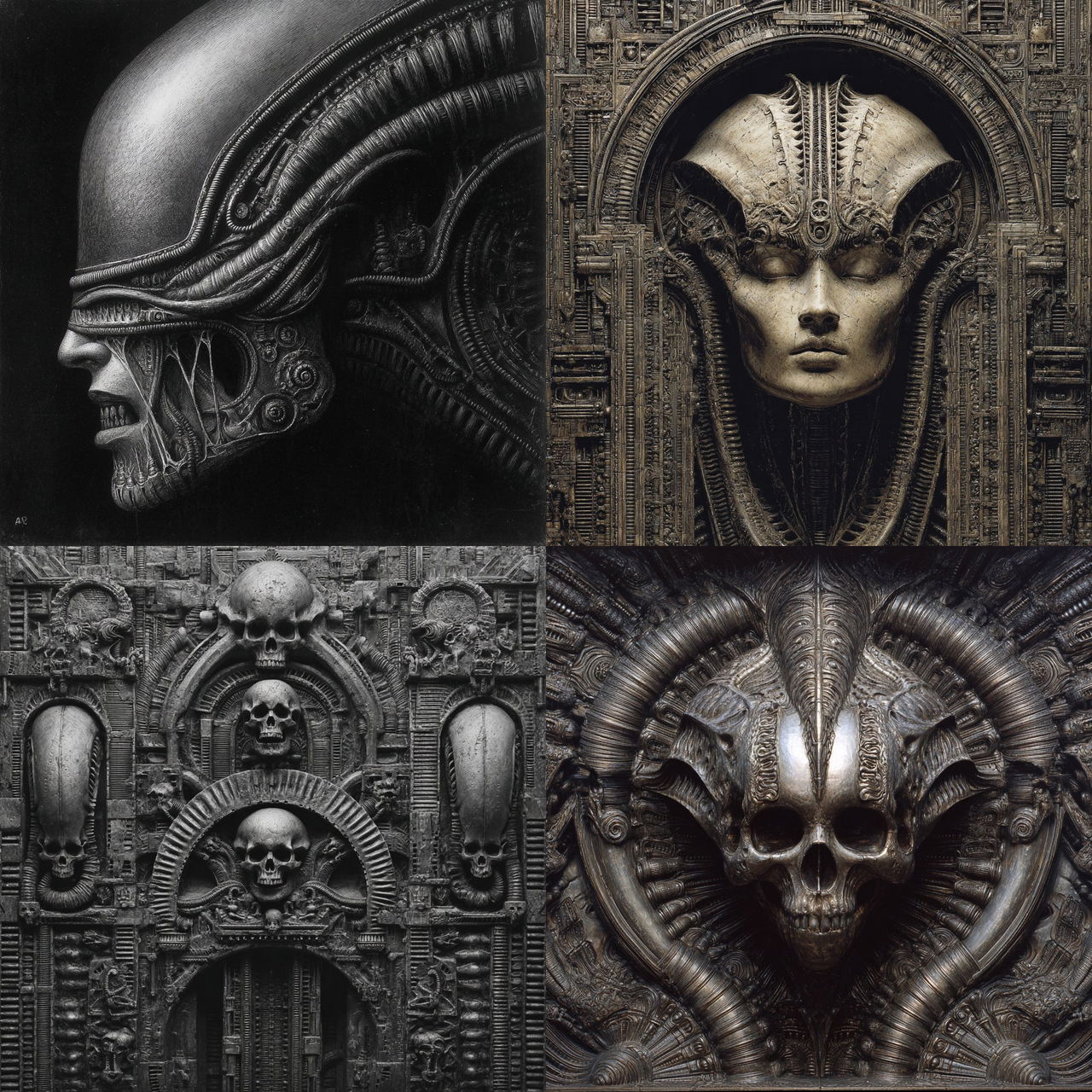 H. R. Giger style, Midjourney V7, render 1 of 4