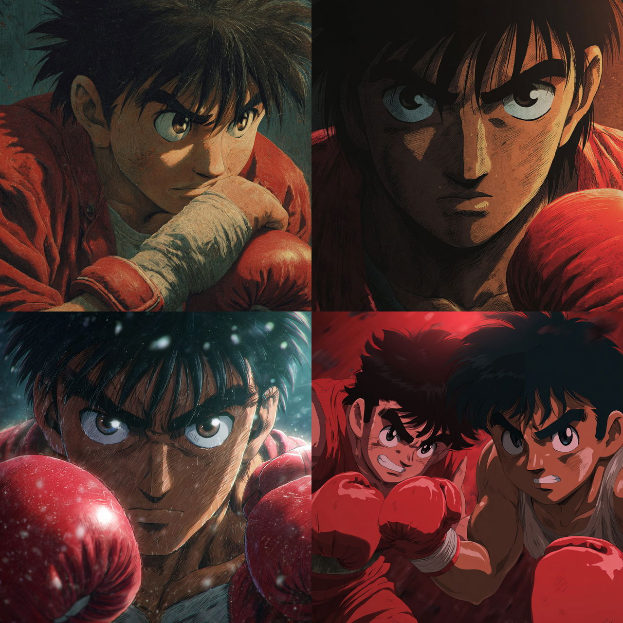 Hajime no Ippo style, Midjourney V7, render 1 of 4