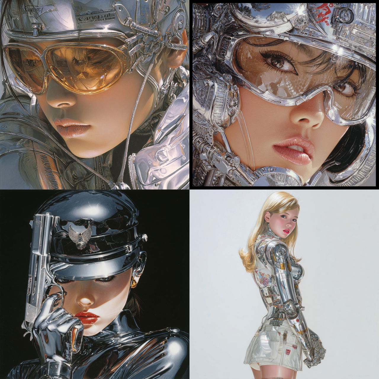 Hajime Sorayama style, Midjourney V7, render 1 of 4