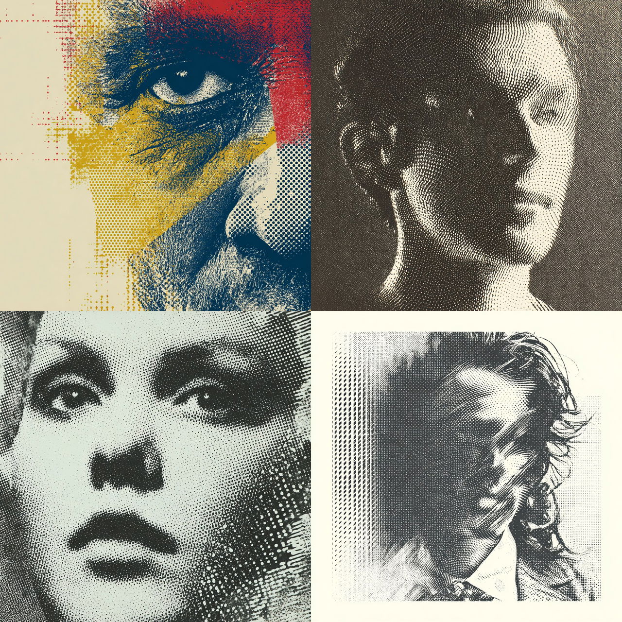 Halftone print style, Midjourney V7, render 1 of 4