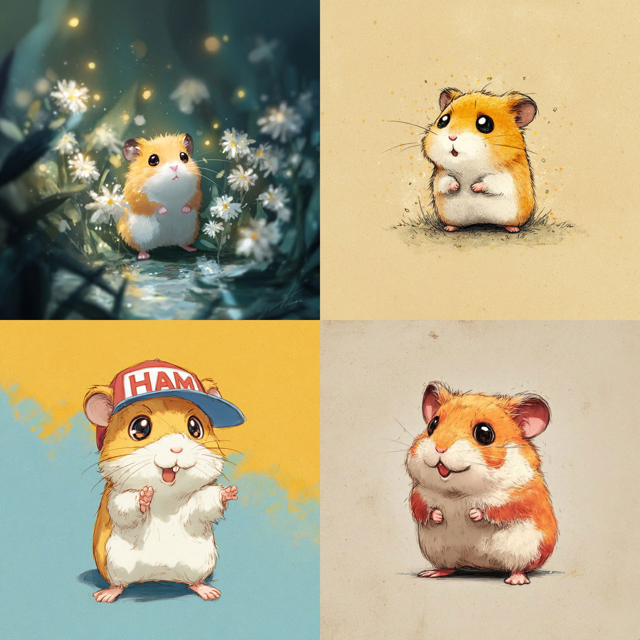 Hamtaro style, Midjourney V7, render 1 of 4