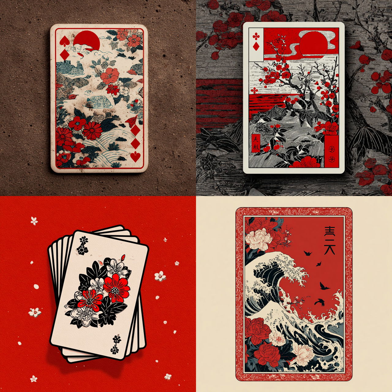 Hanafuda card style, Midjourney V7, render 1 of 4