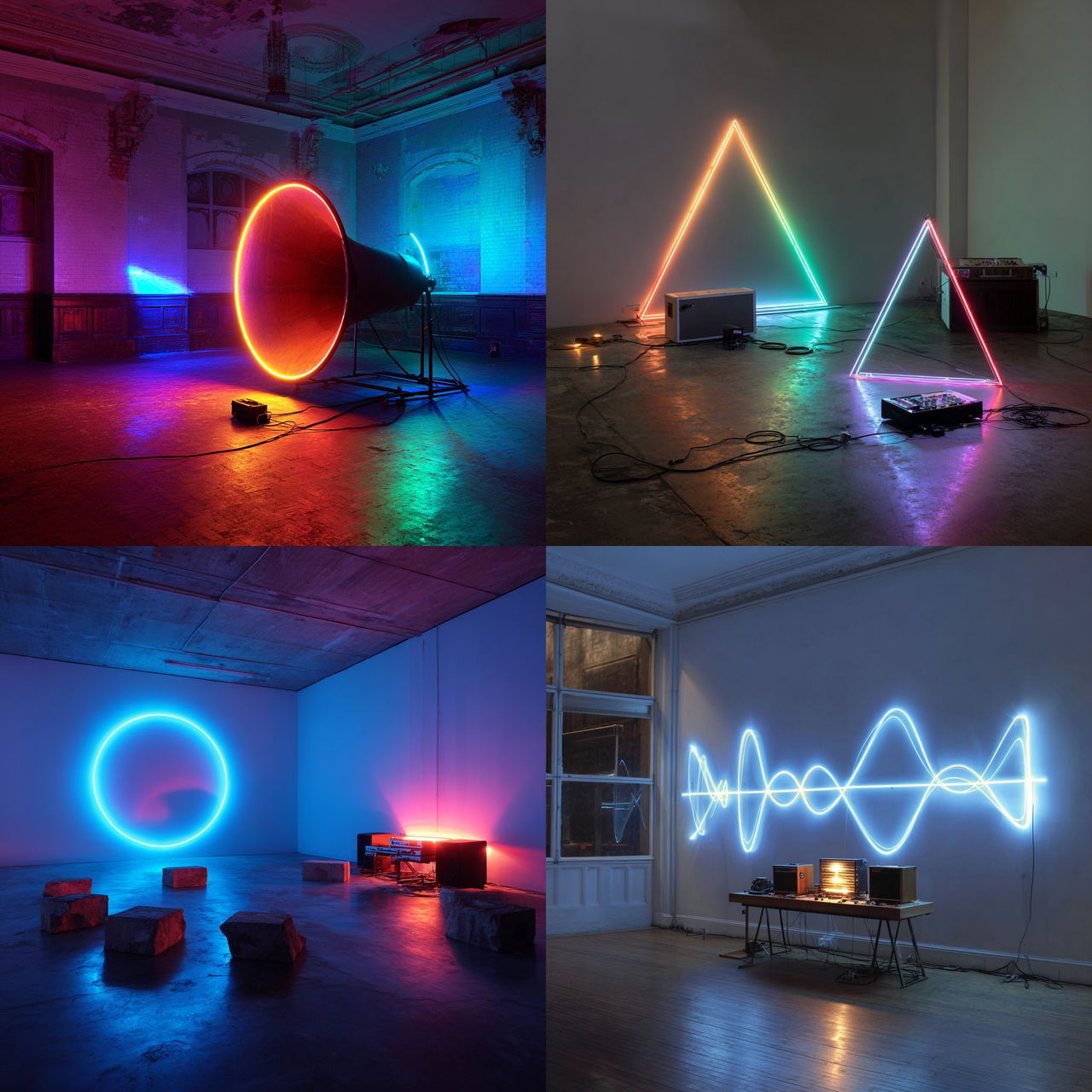Haroon Mirza style, Midjourney V7, render 1 of 4