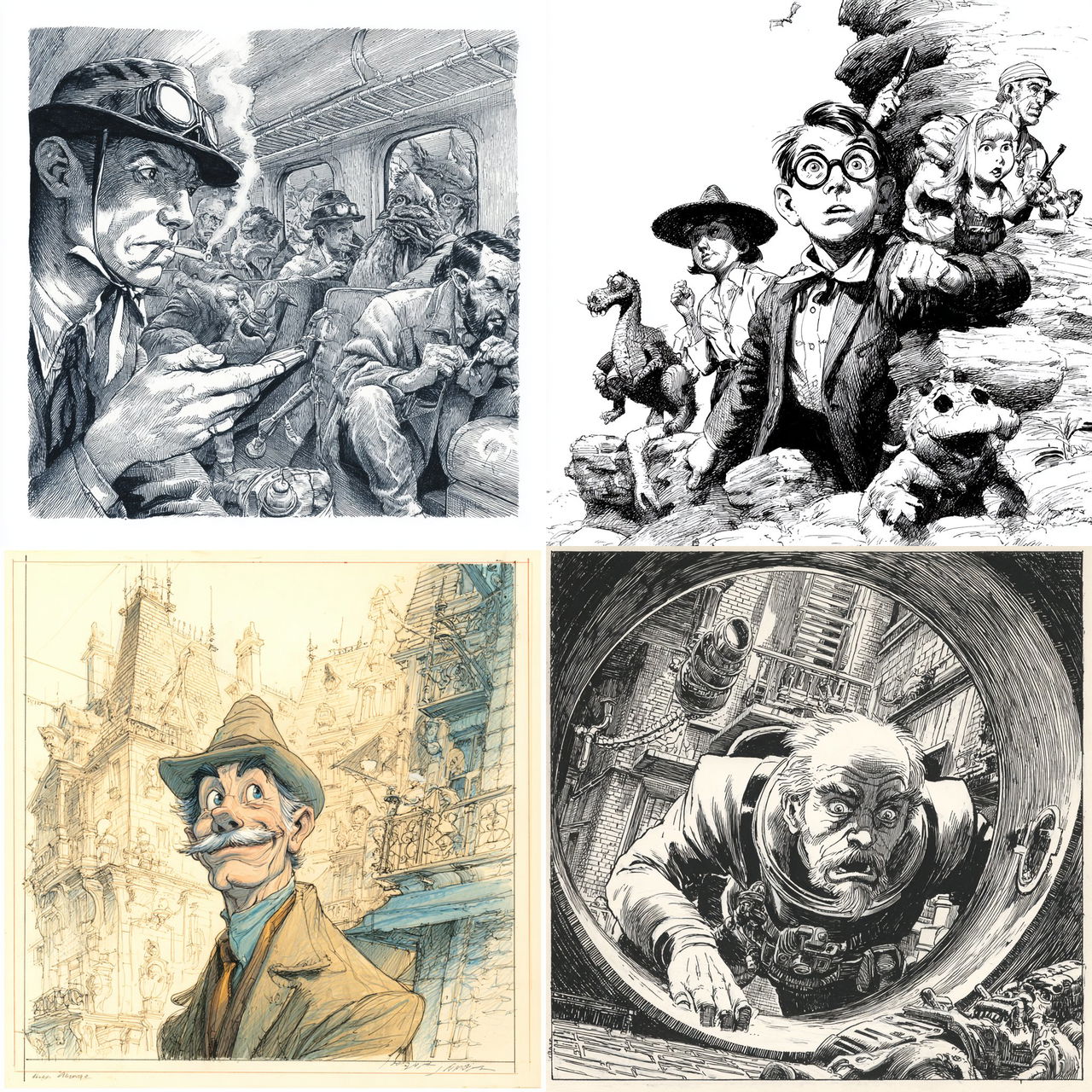 Harvey Kurtzman style, Midjourney V7, render 1 of 4