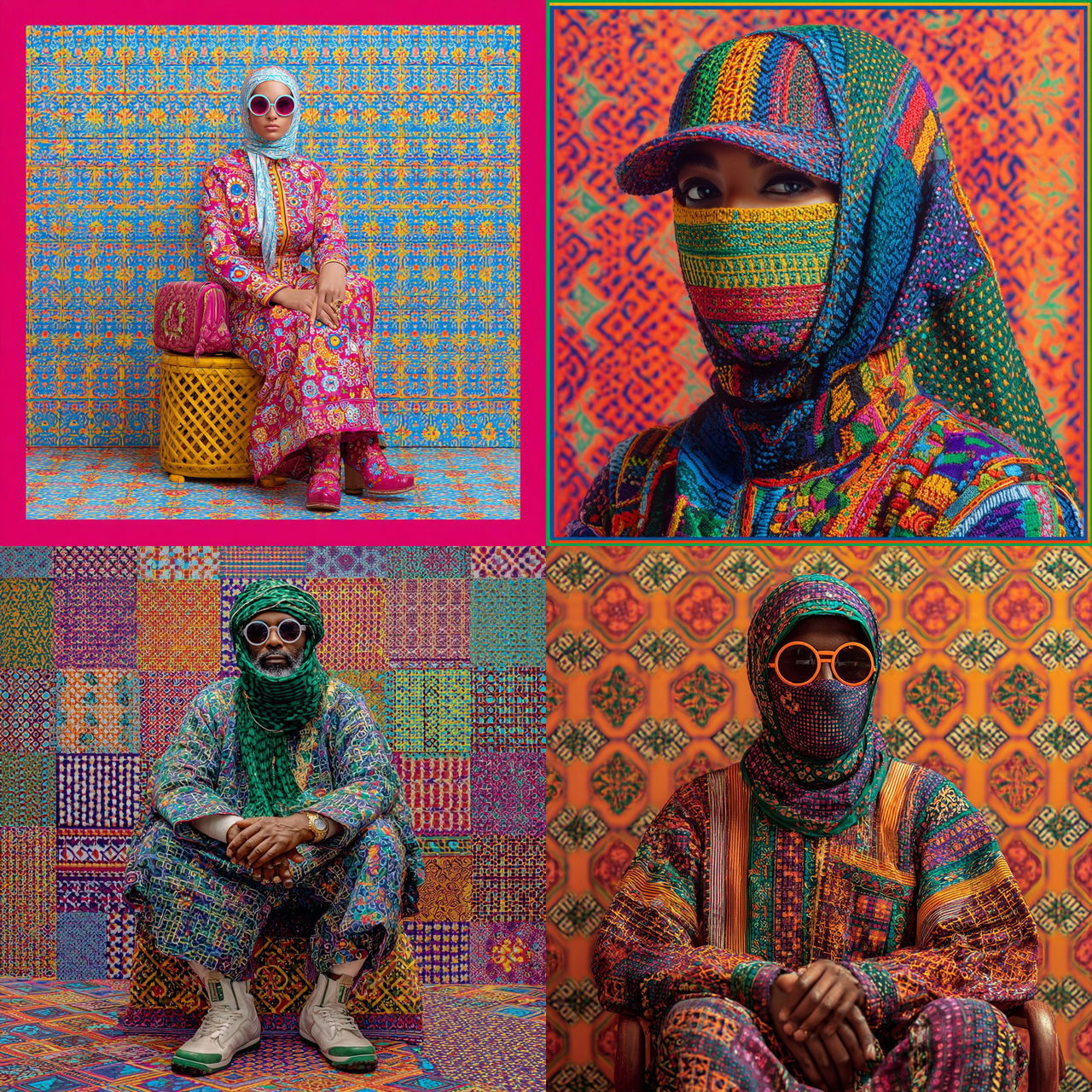 Hassan Hajjaj style, Midjourney V7, render 1 of 4