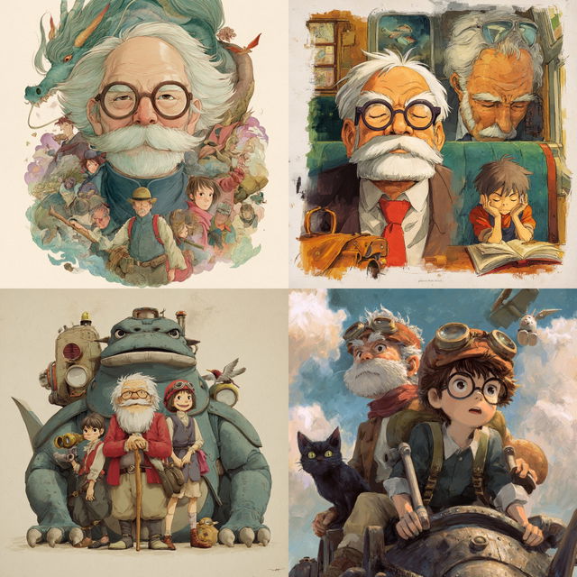 Hayao Miyazaki style, Midjourney V7, render 1 of 4