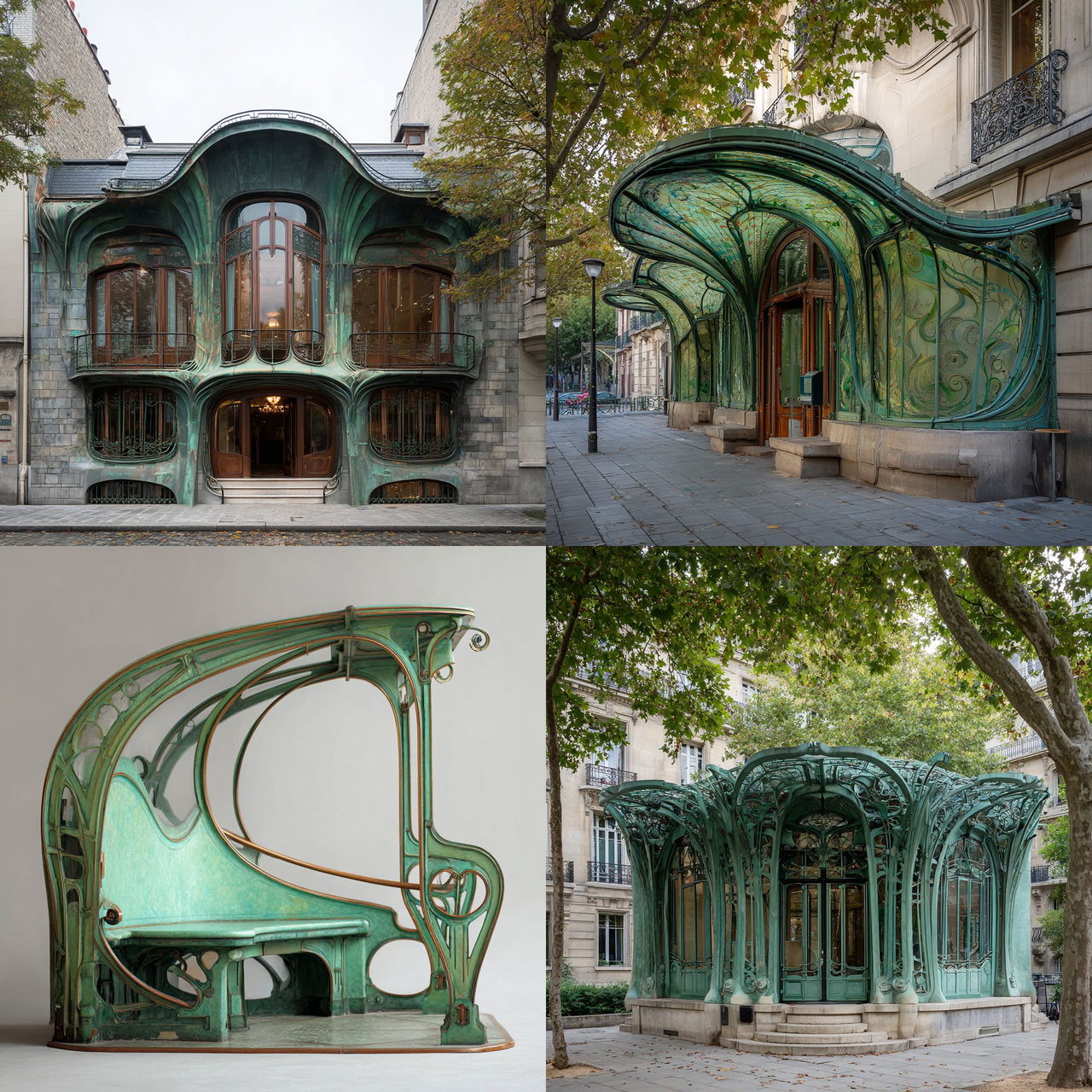 Hector Guimard style, Midjourney V7, render 1 of 4