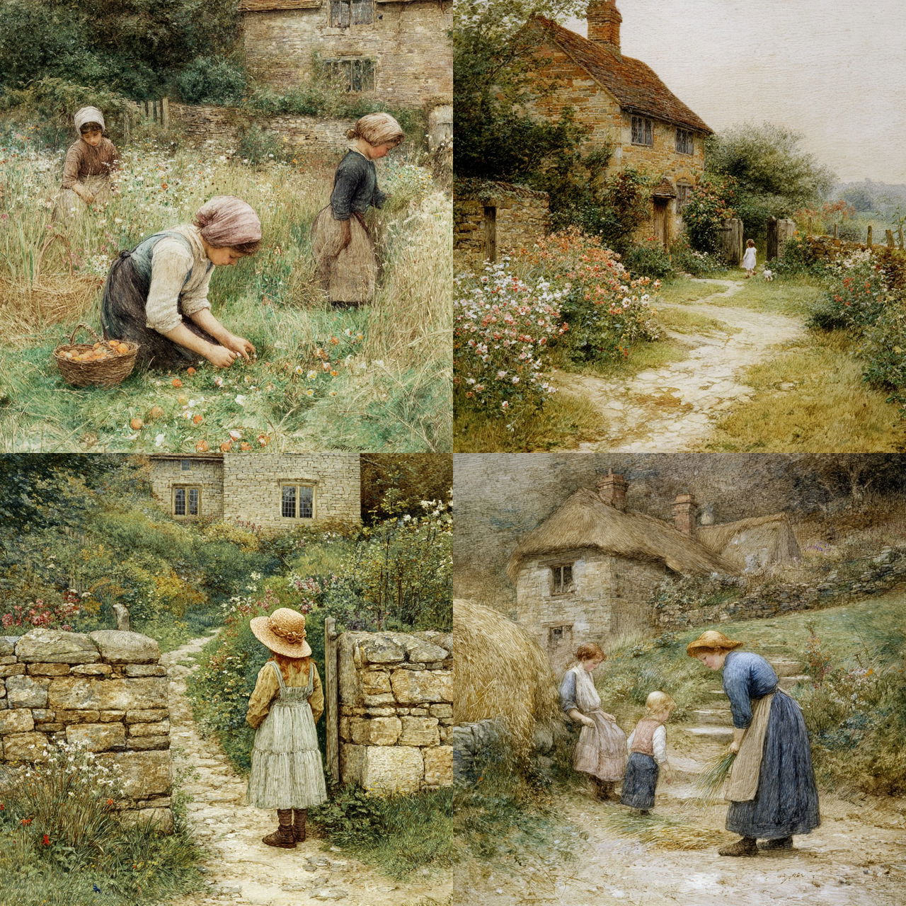Helen Allingham style, Midjourney V7, render 1 of 4