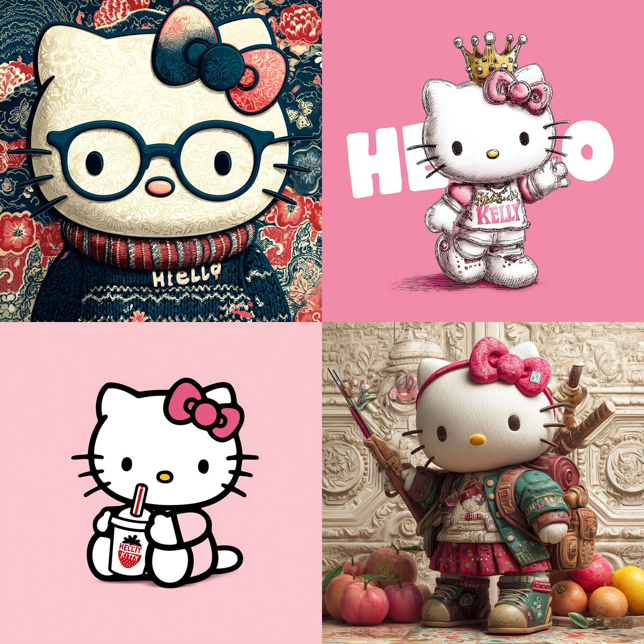 Hello Kitty style, Midjourney V7, render 1 of 4
