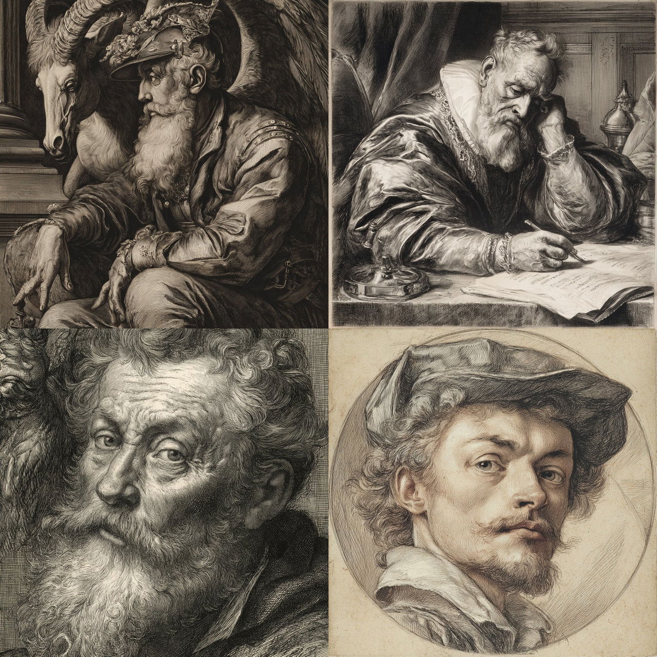 Hendrick Goltzius style, Midjourney V7, render 1 of 4